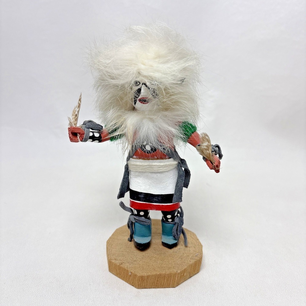 Navajo Native American Kachina Doll‎ - Buffalo Warrior - Signed JB Vintage 80s